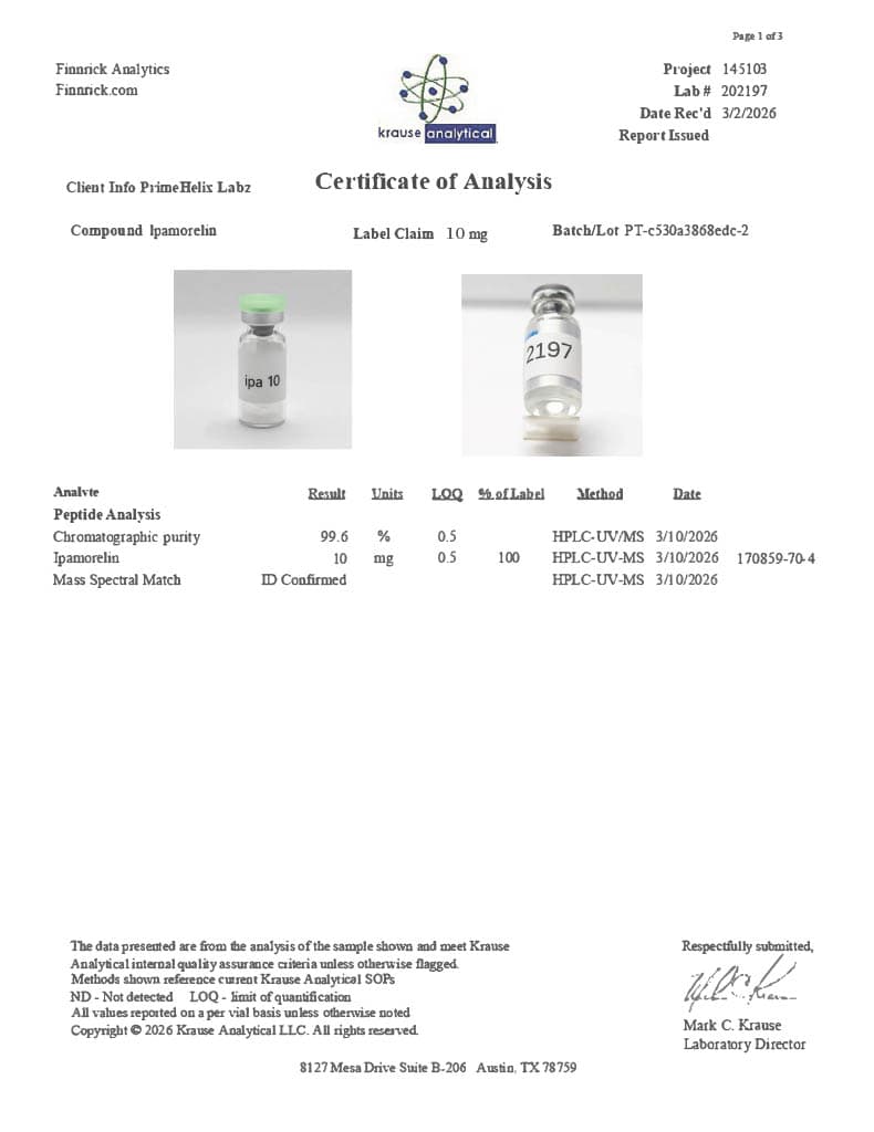 Ipamorelin 10mg Certificate of Analysis