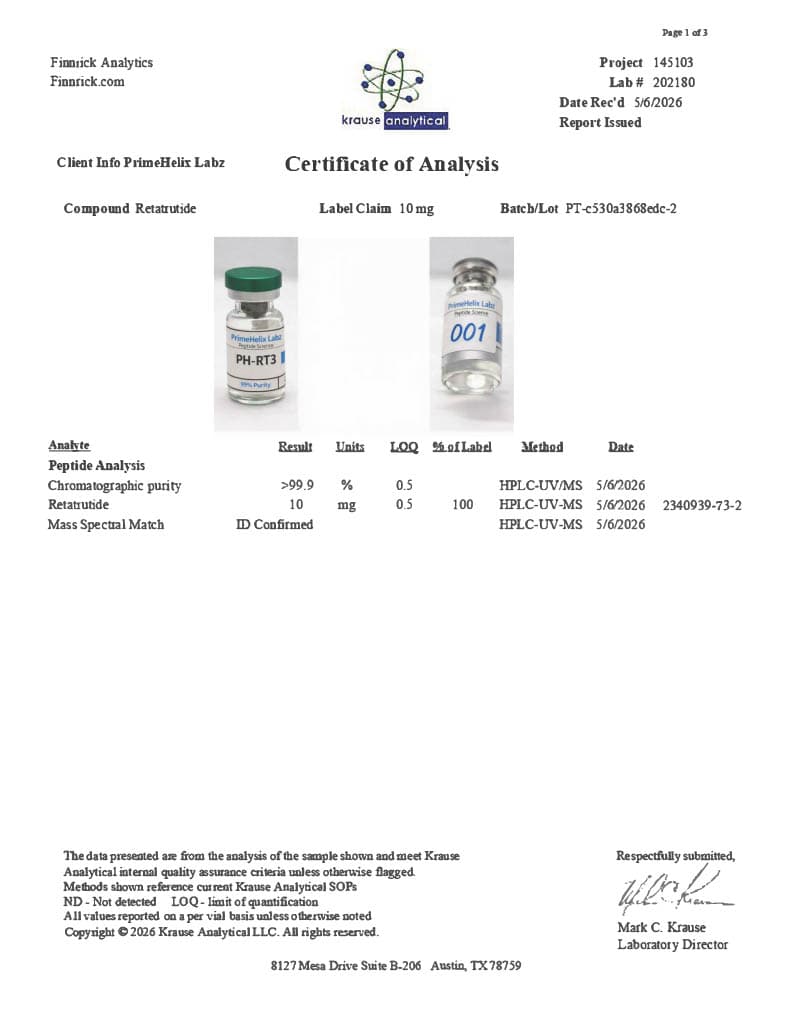 PH-RT3 10mg Certificate of Analysis
